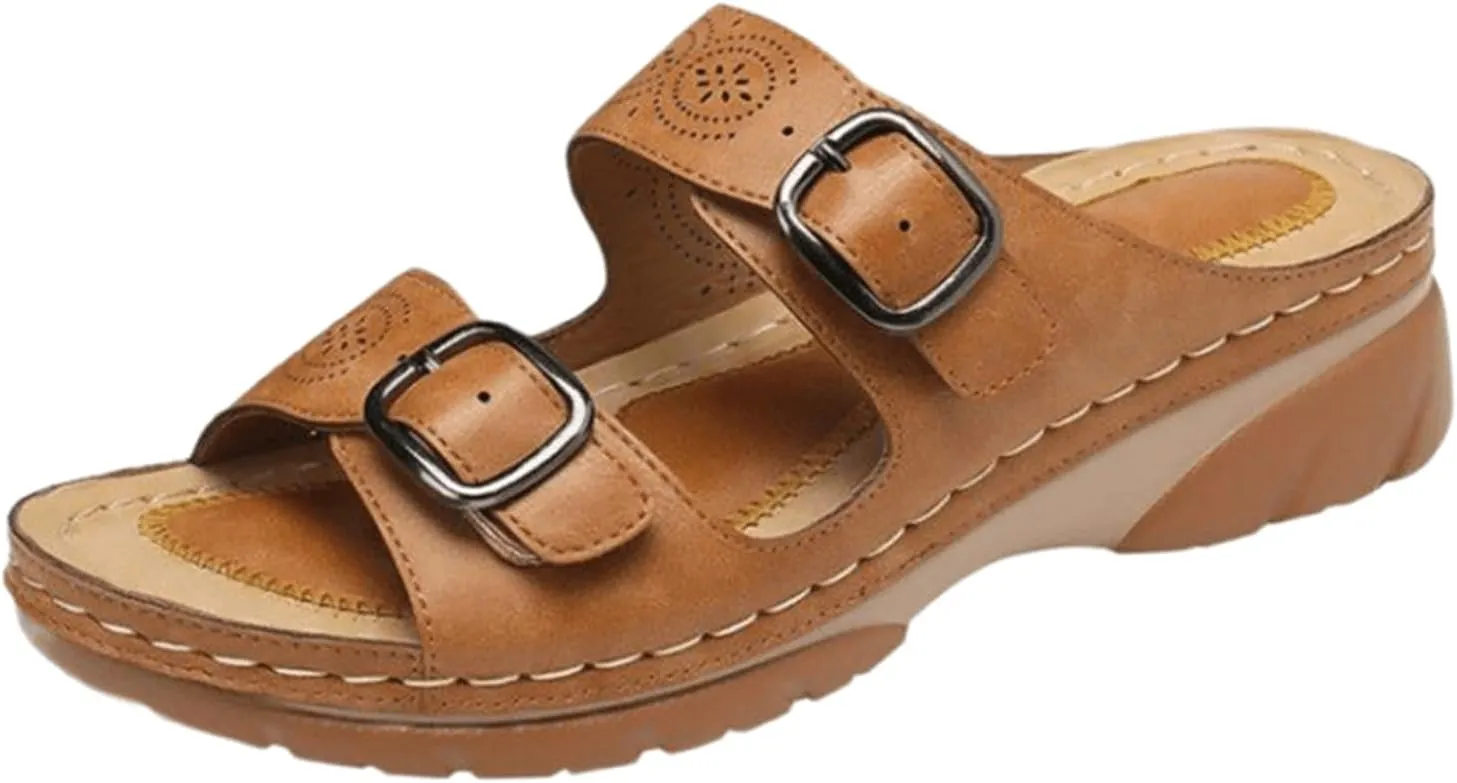 Ladmiple Sandals Women Beach Vacation Orthopedic Walking Slippers Dressy Summer Slip On Orthotic Flip Flops with Arch Support