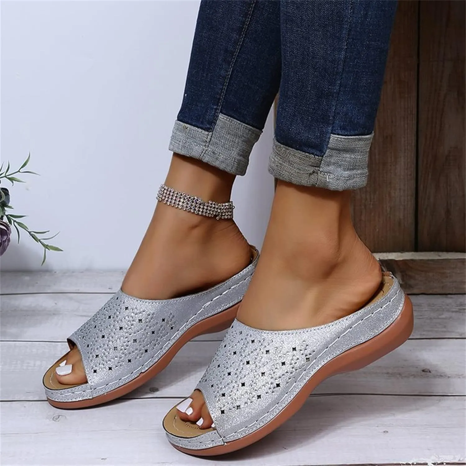 Ladmiple Sandals Women Dressy Summer Wedge Orthotic Slides Comfortable Orthopedic Walking Flip Flops with Arch Support 2024