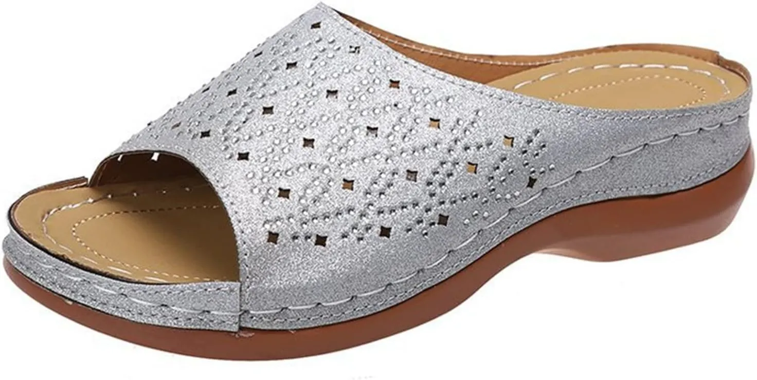 Ladmiple Sandals Women Dressy Summer Wedge Orthotic Slides Comfortable Orthopedic Walking Flip Flops with Arch Support 2024