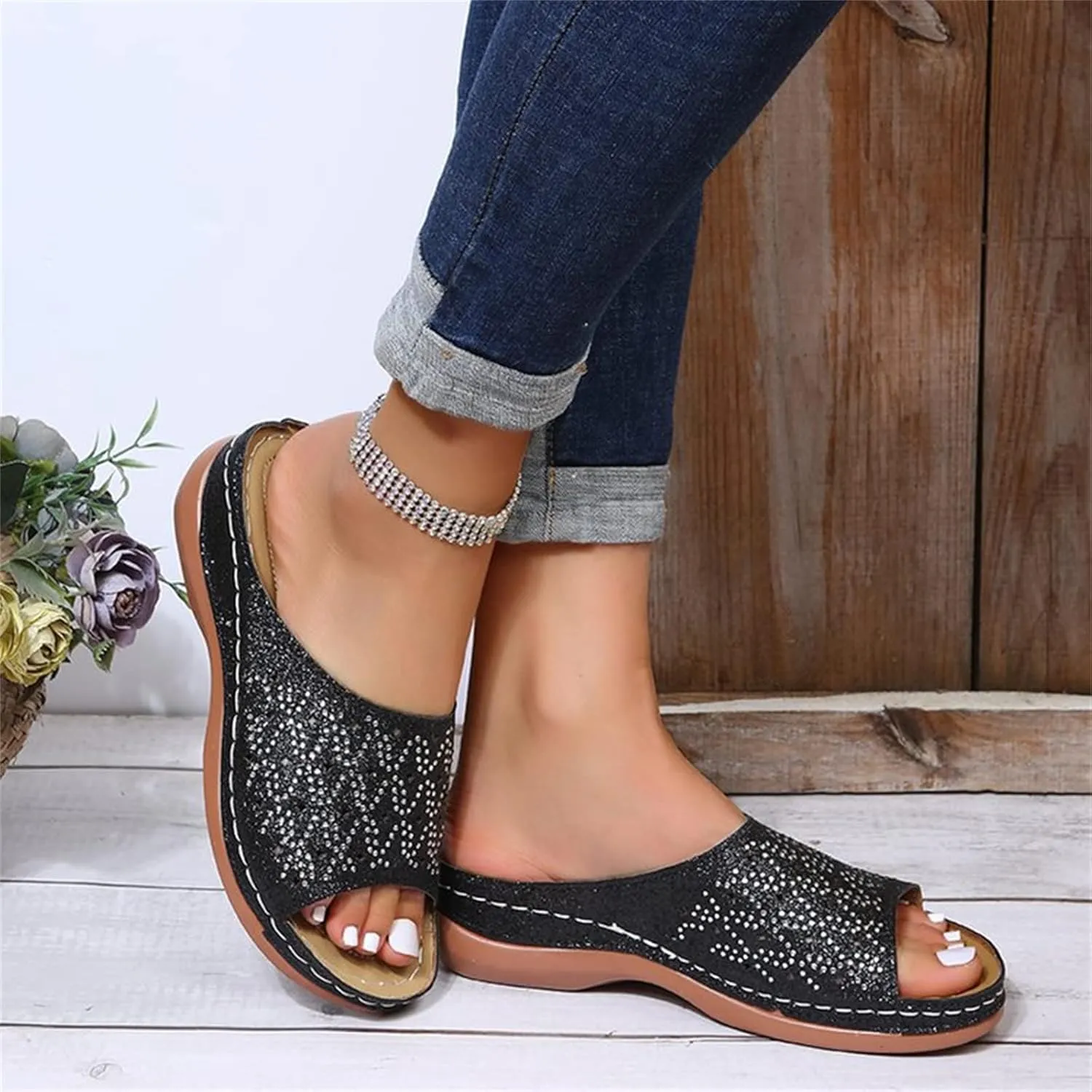 Ladmiple Sandals Women Fashion Dressy Summer Casual Arch Support Orthopedic Flip Flops Soft Comfortable Orthotic Slides 2024