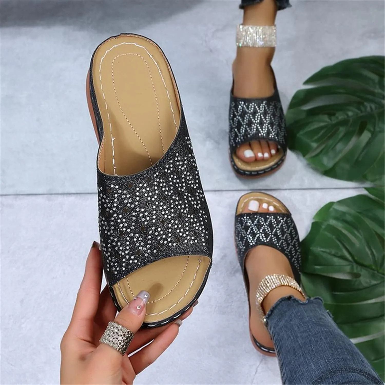 Ladmiple Sandals Women Fashion Dressy Summer Casual Arch Support Orthopedic Flip Flops Soft Comfortable Orthotic Slides 2024
