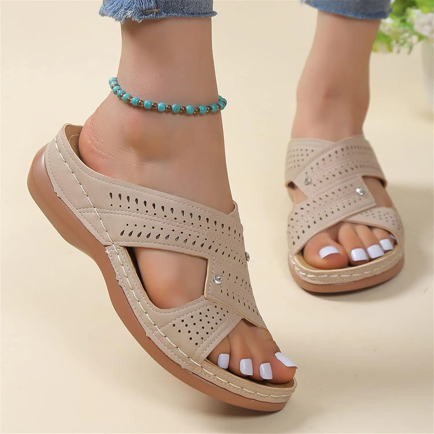 Ladmiple Womens Sandals Dressy Casual Comfortable Arch Support Orthopedic Flip Flops Soft Summer Beach Shoes Orthotic Slides