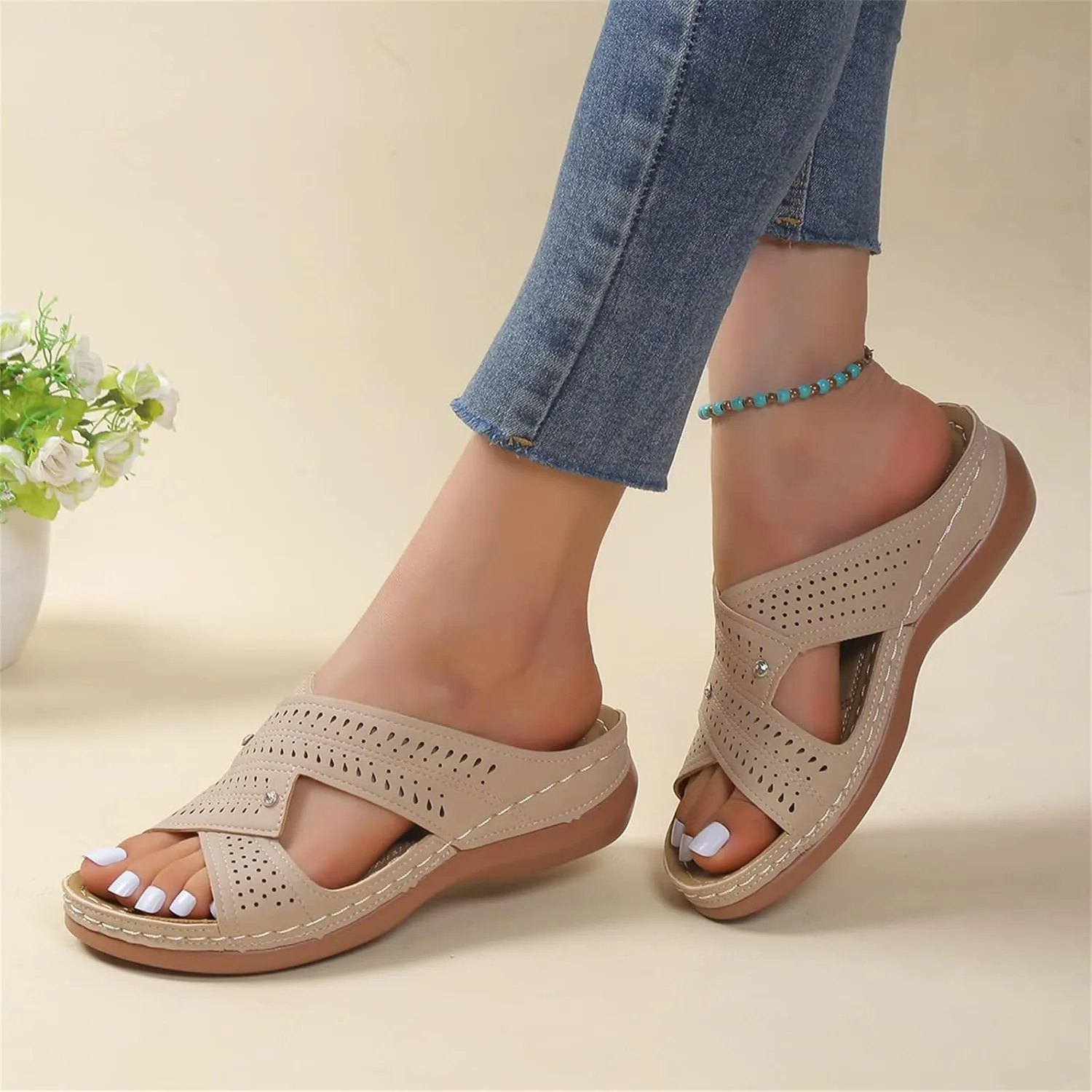 Ladmiple Womens Sandals Dressy Casual Comfortable Arch Support Orthopedic Flip Flops Soft Summer Beach Shoes Orthotic Slides