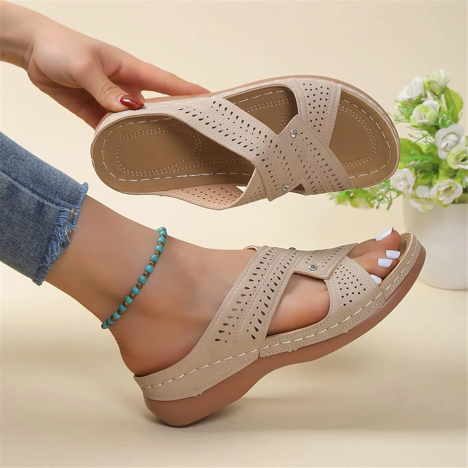 Ladmiple Womens Sandals Dressy Casual Comfortable Arch Support Orthopedic Flip Flops Soft Summer Beach Shoes Orthotic Slides