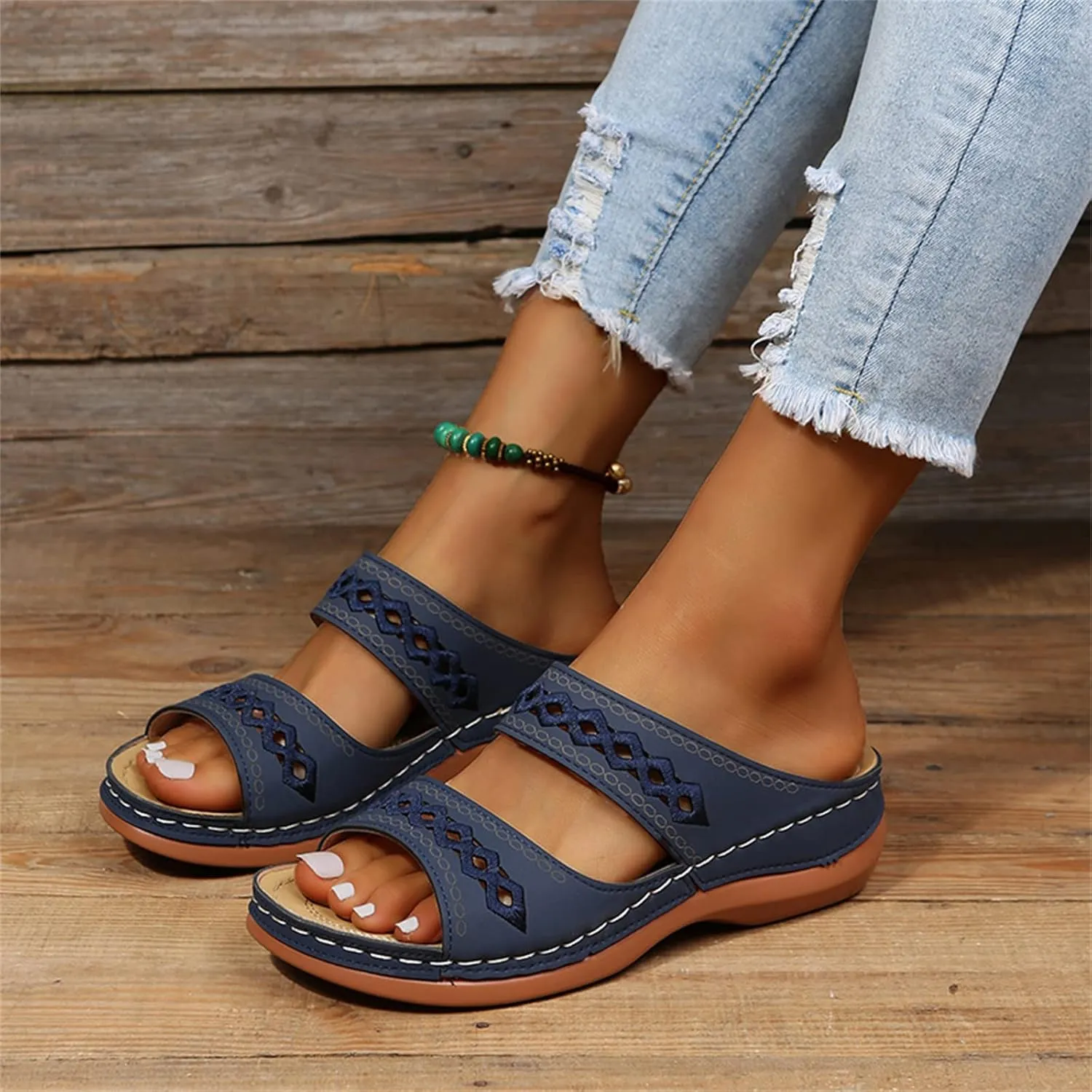 Ladmiple Womens Sandals Dressy Comfortable Arch Support Orthopedic Flip Flops Summer Casual Walking Orthotic Slides 2024