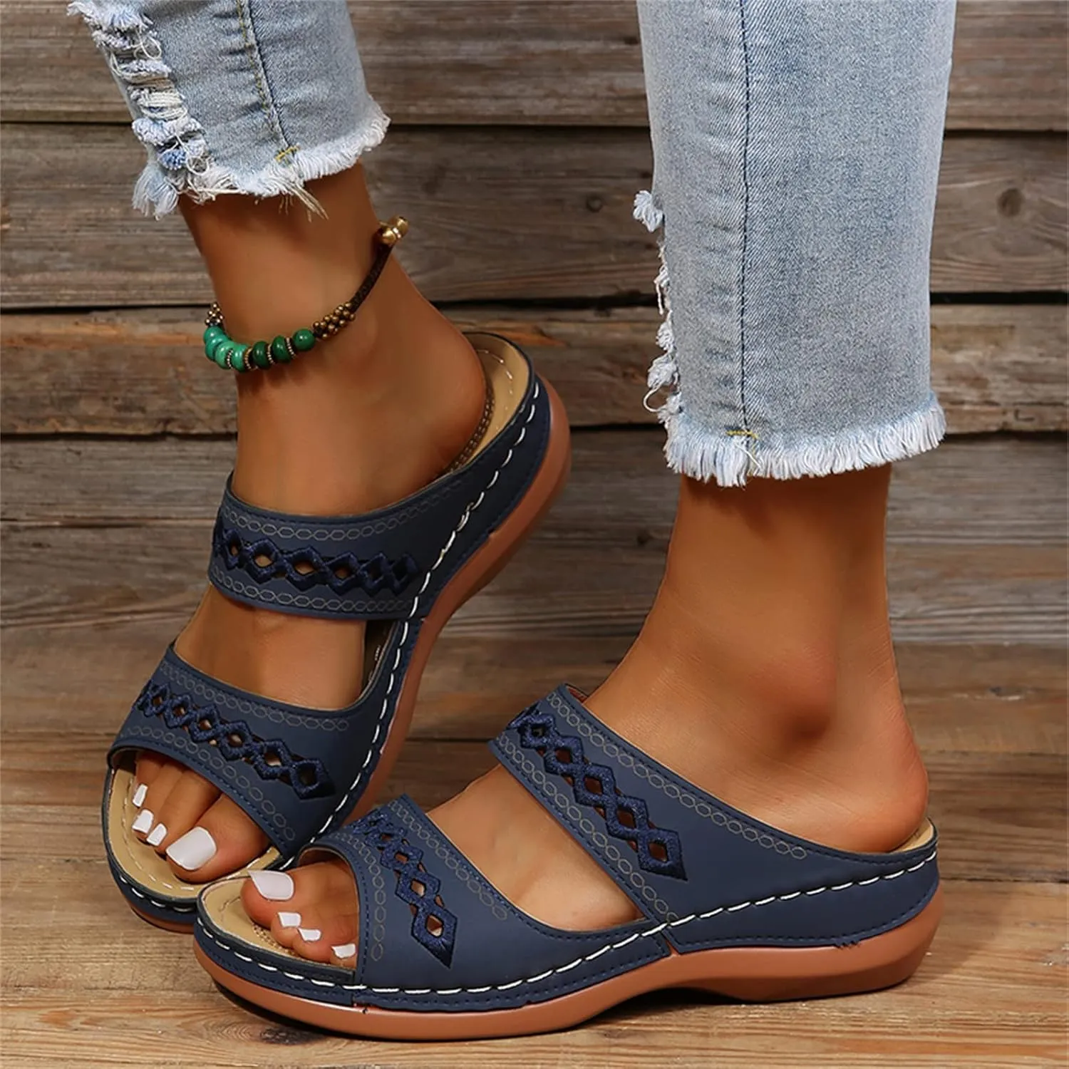 Ladmiple Womens Sandals Dressy Comfortable Arch Support Orthopedic Flip Flops Summer Casual Walking Orthotic Slides 2024