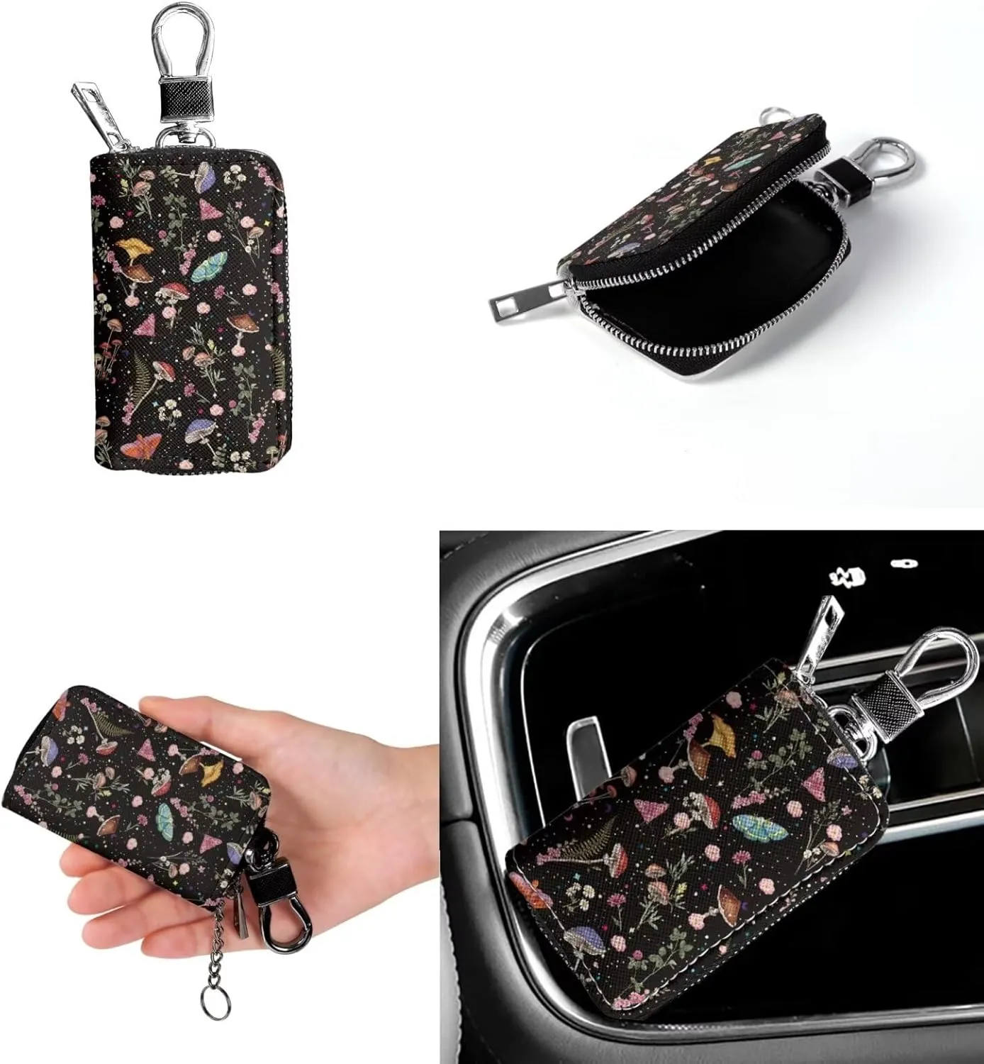 Leather Bucket Bag Set for Women Shoulder Bag with Car Key Case 2 Pcs Crossbody Bag with Detachable Strap