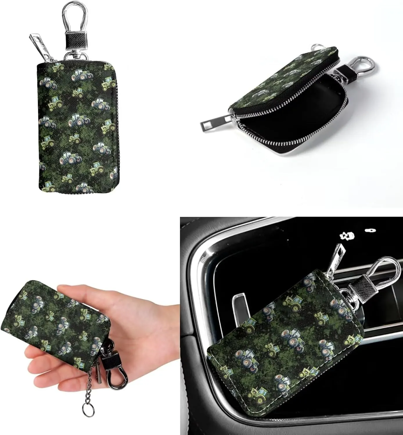 Leather Bucket Bag Set for Women Shoulder Bag with Car Key Case 2 Pcs Crossbody Bag with Detachable Strap
