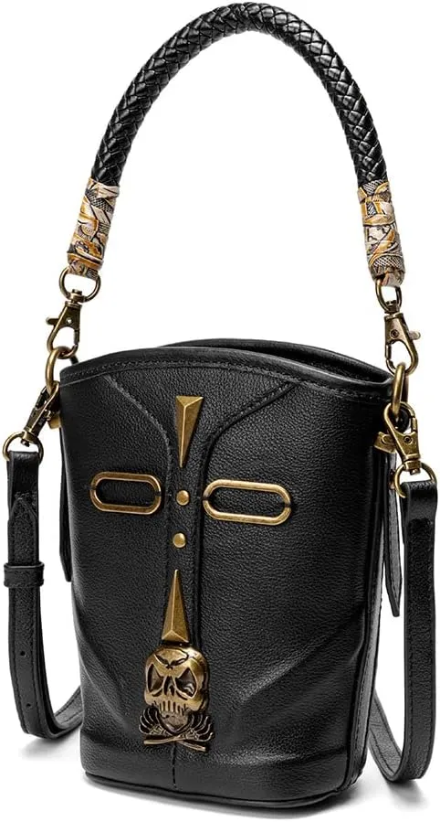Leather Cowhide Bucket Bag Womens Shoulder Bag Messenger Bag Handbag Cowhide Womens Bag Mobile Bag