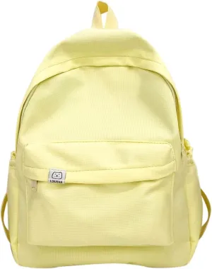 Leather Travel Backpack for Women Casual Daypack with Anti-Theft Back Pocket Fashion Faux Work Travel Handbags(Yellow)