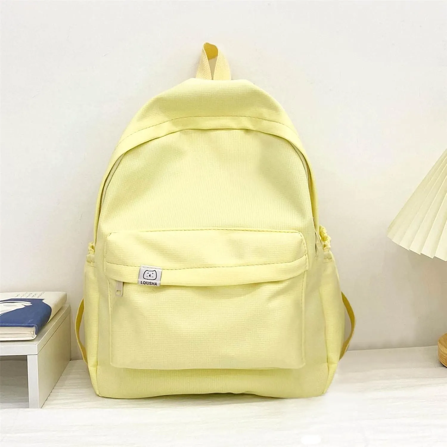 Leather Travel Backpack for Women Casual Daypack with Anti-Theft Back Pocket Fashion Faux Work Travel Handbags(Yellow)