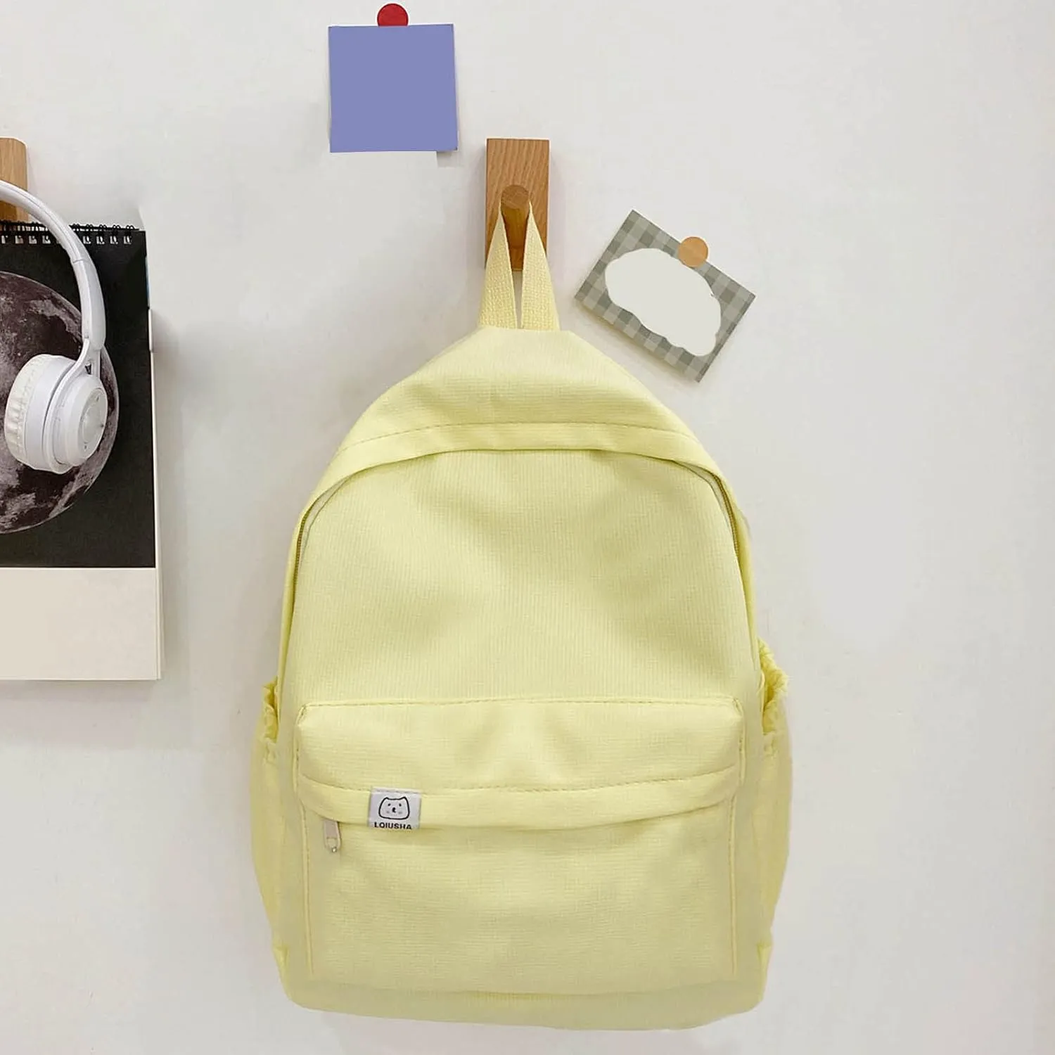 Leather Travel Backpack for Women Casual Daypack with Anti-Theft Back Pocket Fashion Faux Work Travel Handbags(Yellow)