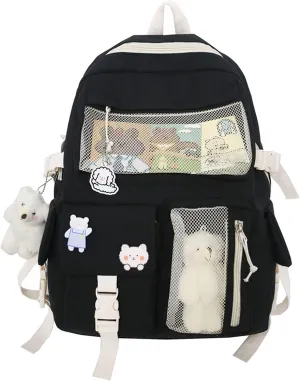 Leather Travel Backpack for Women Convertible Shoulder Bags with Wristlet for Work College Clear Mini Backpack(Black)