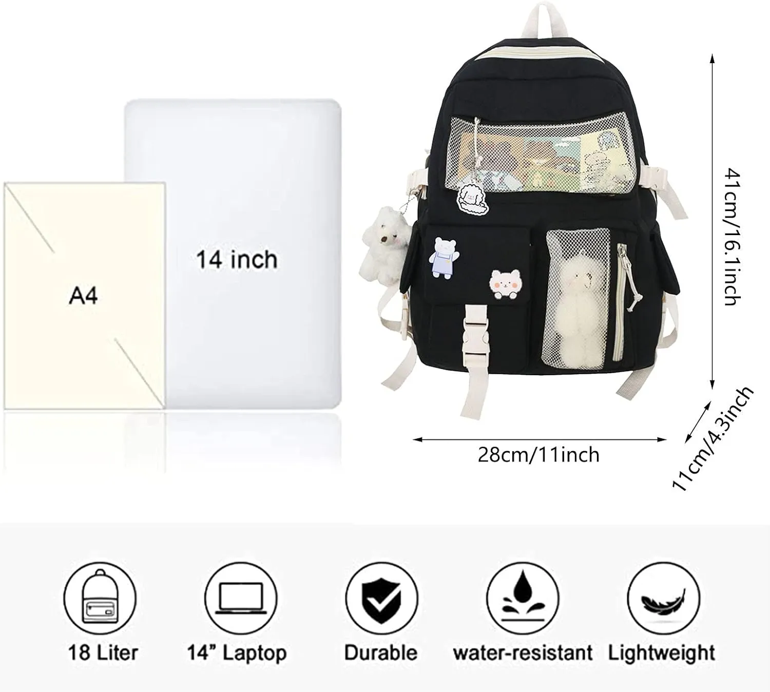 Leather Travel Backpack for Women Convertible Shoulder Bags with Wristlet for Work College Clear Mini Backpack(Black)
