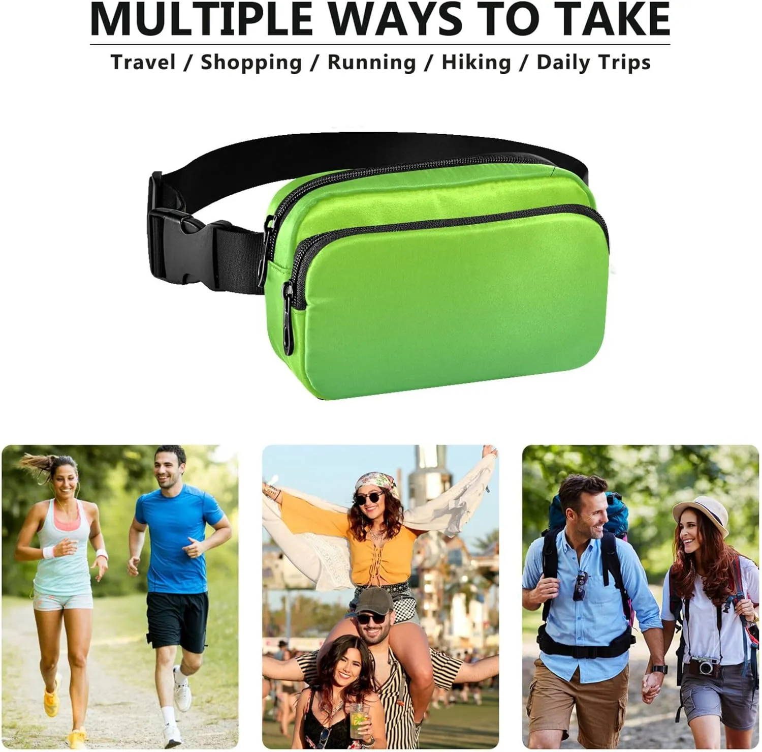 Lemon Green Emerald Gradient Fanny Pack for Women Waterproof Belt Bag Hip Pack Cute Crossbody Waist Pack