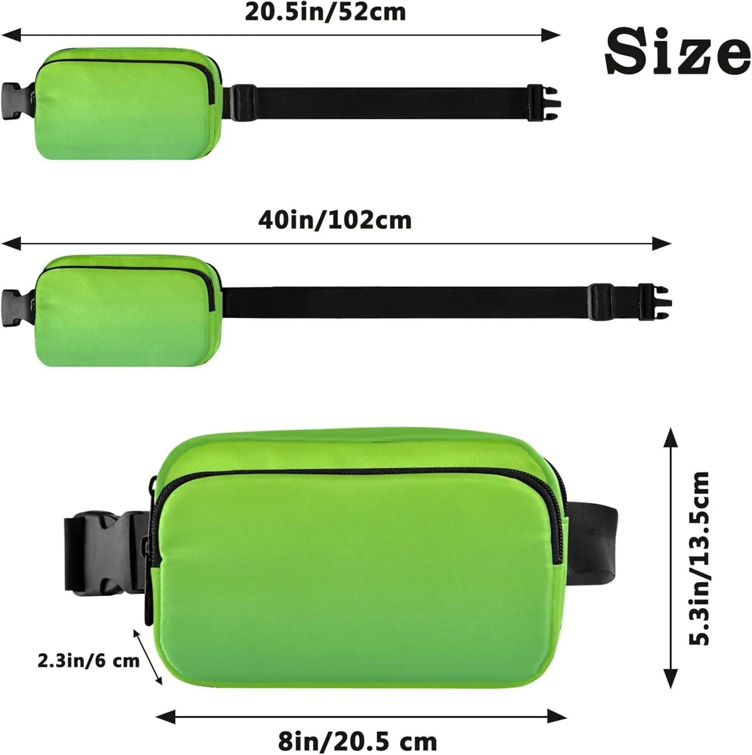Lemon Green Emerald Gradient Fanny Pack for Women Waterproof Belt Bag Hip Pack Cute Crossbody Waist Pack