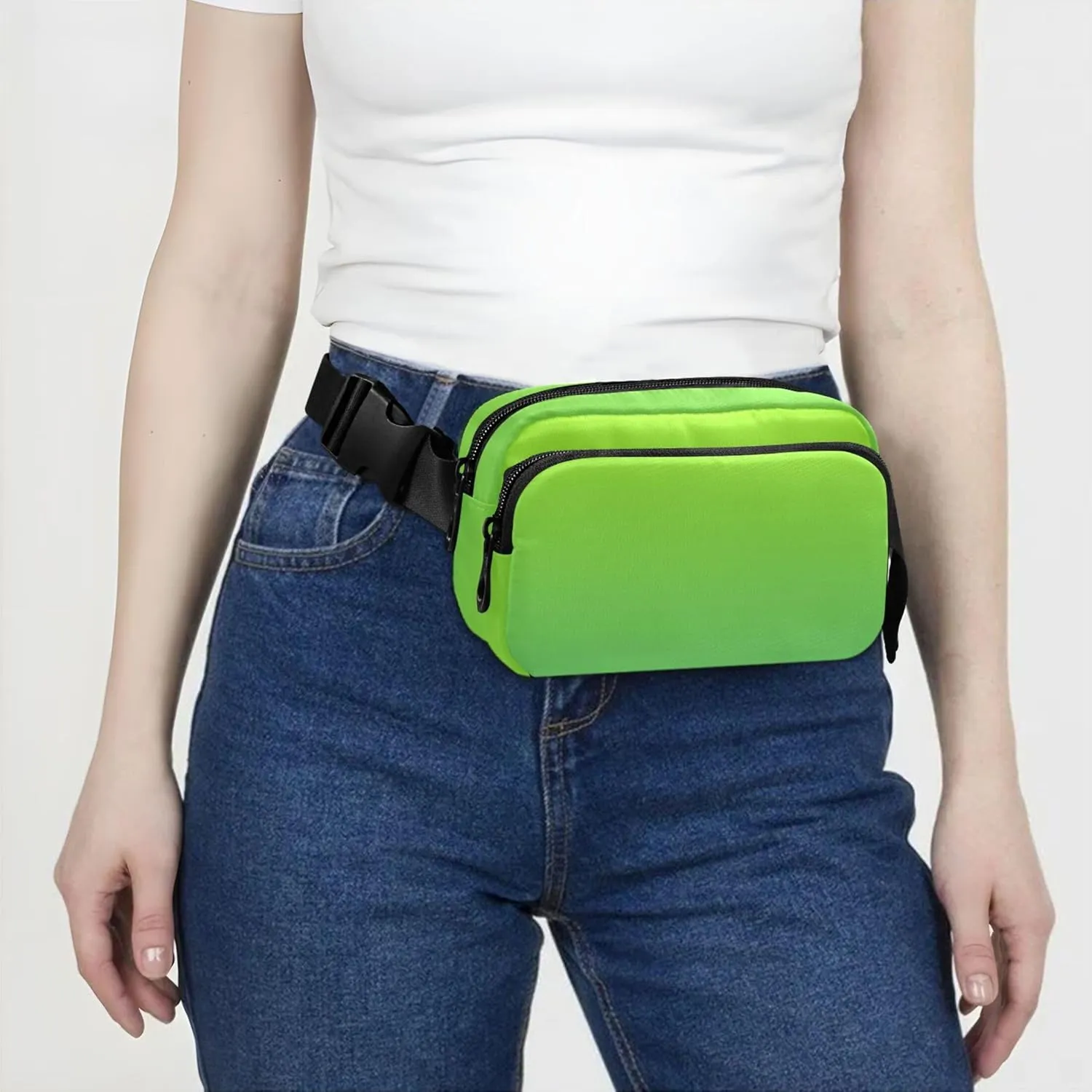 Lemon Green Emerald Gradient Fanny Pack for Women Waterproof Belt Bag Hip Pack Cute Crossbody Waist Pack