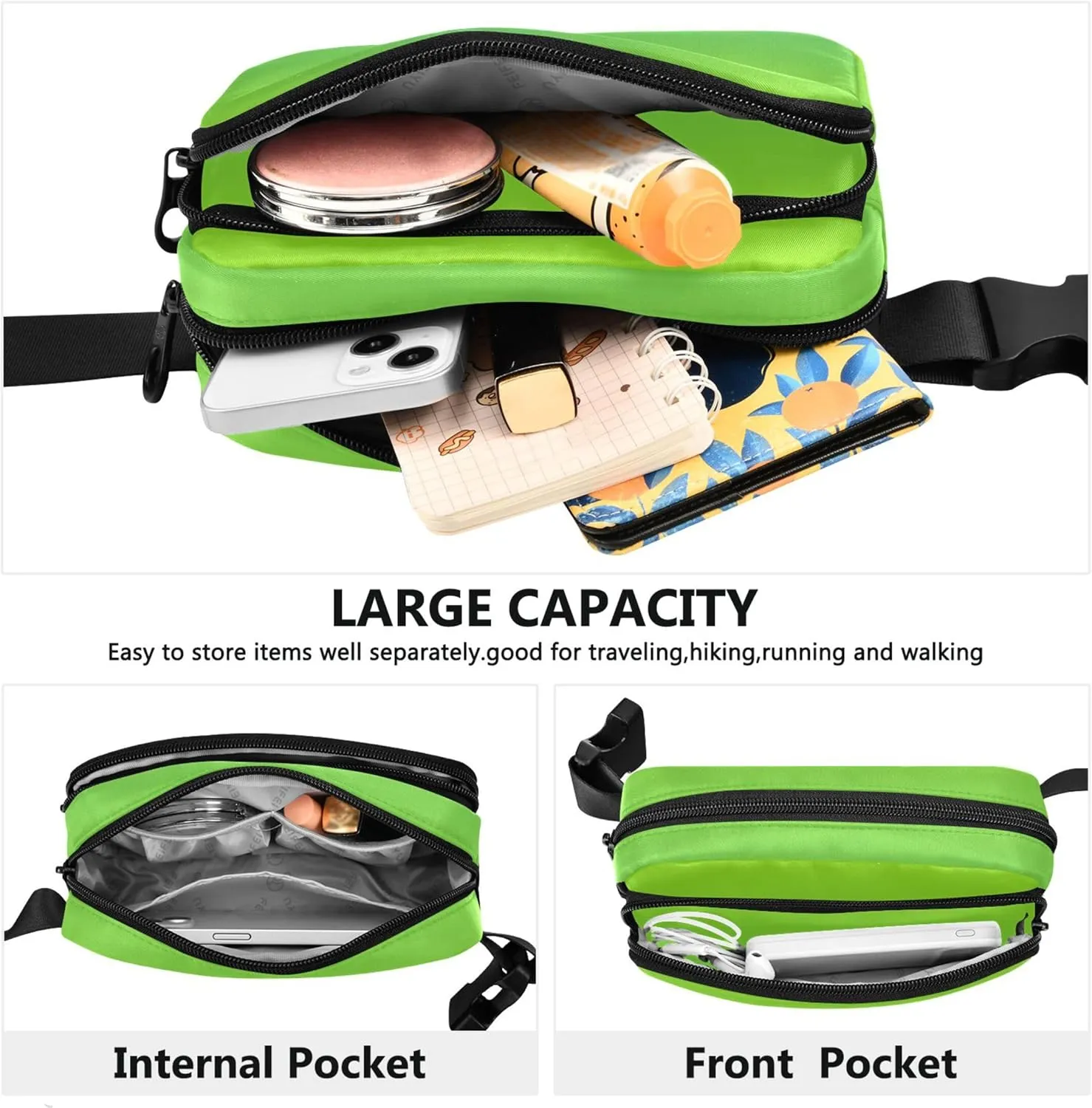 Lemon Green Emerald Gradient Fanny Pack for Women Waterproof Belt Bag Hip Pack Cute Crossbody Waist Pack