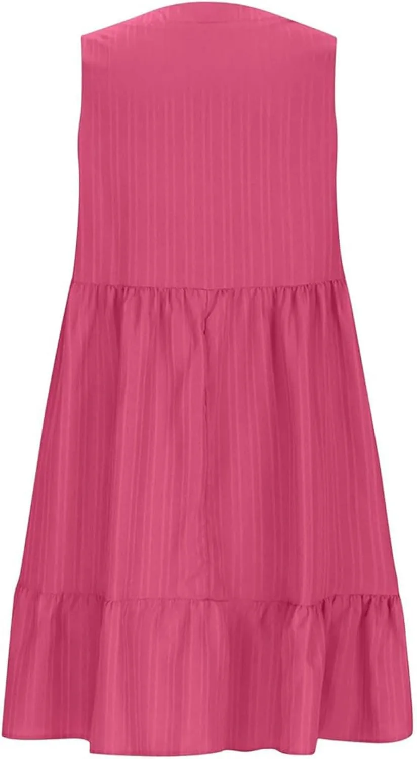 Linen Maxi Dresses for Women 2025 Sleeveless V Neck Tank Dress Fashion Casual Flowy Boho Ruffle A Line Swing Sundresses