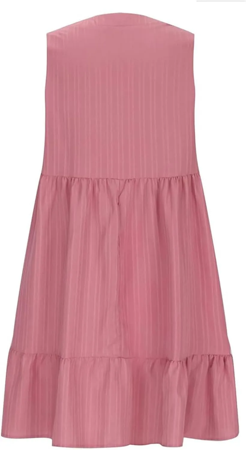 Linen Maxi Dresses for Women 2025 Sleeveless V Neck Tank Dress Fashion Casual Flowy Boho Ruffle A Line Swing Sundresses