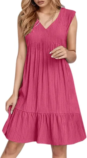 Linen Maxi Dresses for Women 2025 Sleeveless V Neck Tank Dress Fashion Casual Flowy Boho Ruffle A Line Swing Sundresses