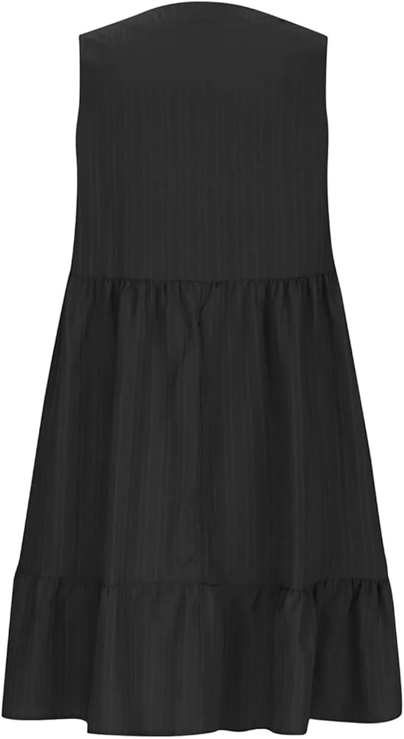 Linen Maxi Dresses for Women 2025 Sleeveless V Neck Tank Dress Fashion Casual Flowy Boho Ruffle A Line Swing Sundresses