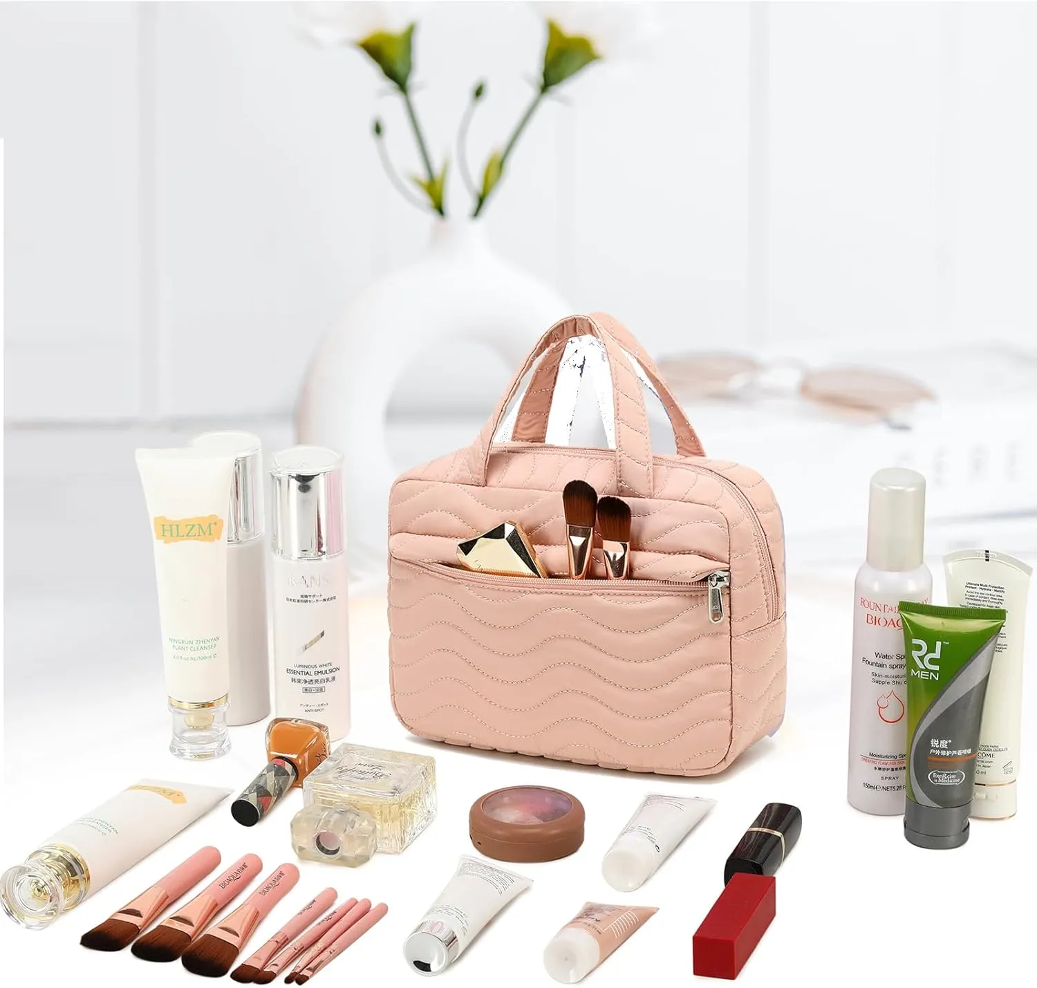 LOIDOU Christmas Gift Makeup Bag for Women Girls Quilted Cosmetic purse Makeup Organizer Bag Zipper Pouch Travel Essentials
