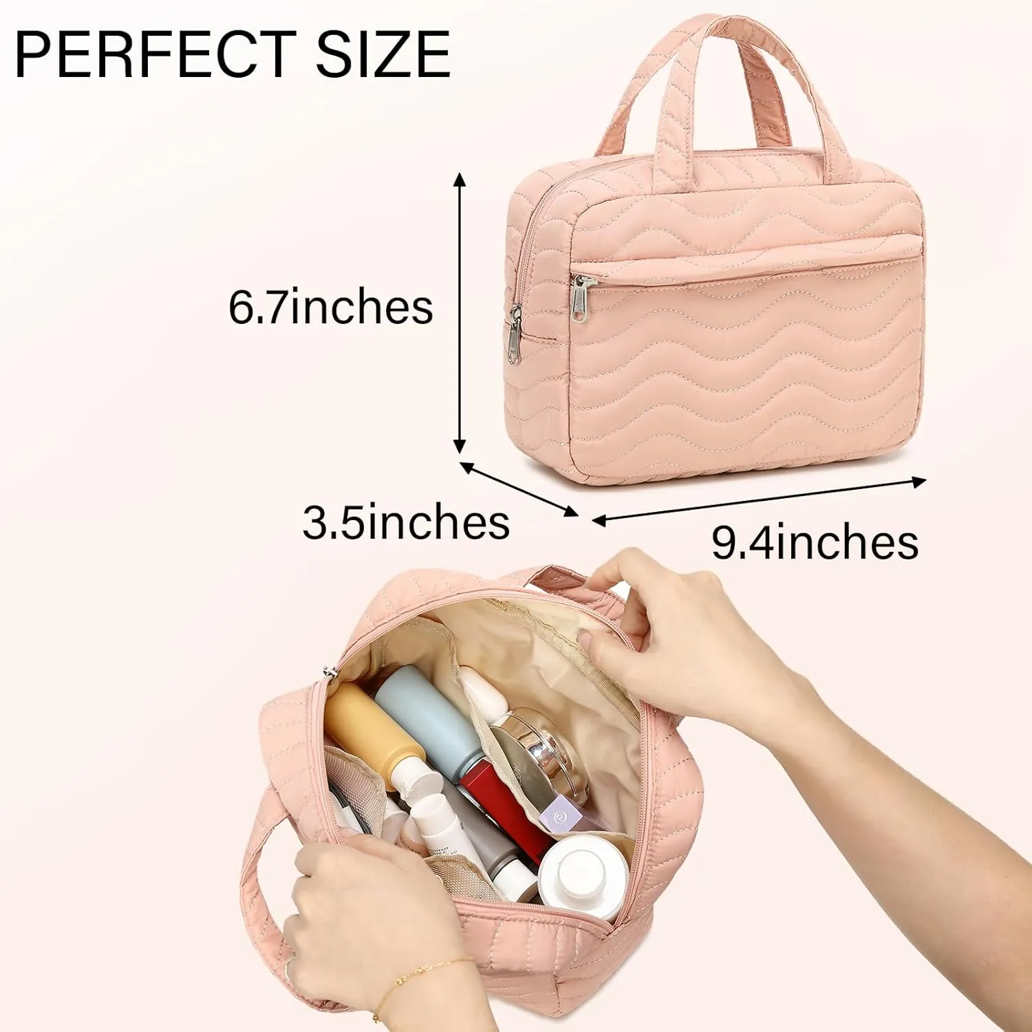 LOIDOU Christmas Gift Makeup Bag for Women Girls Quilted Cosmetic purse Makeup Organizer Bag Zipper Pouch Travel Essentials