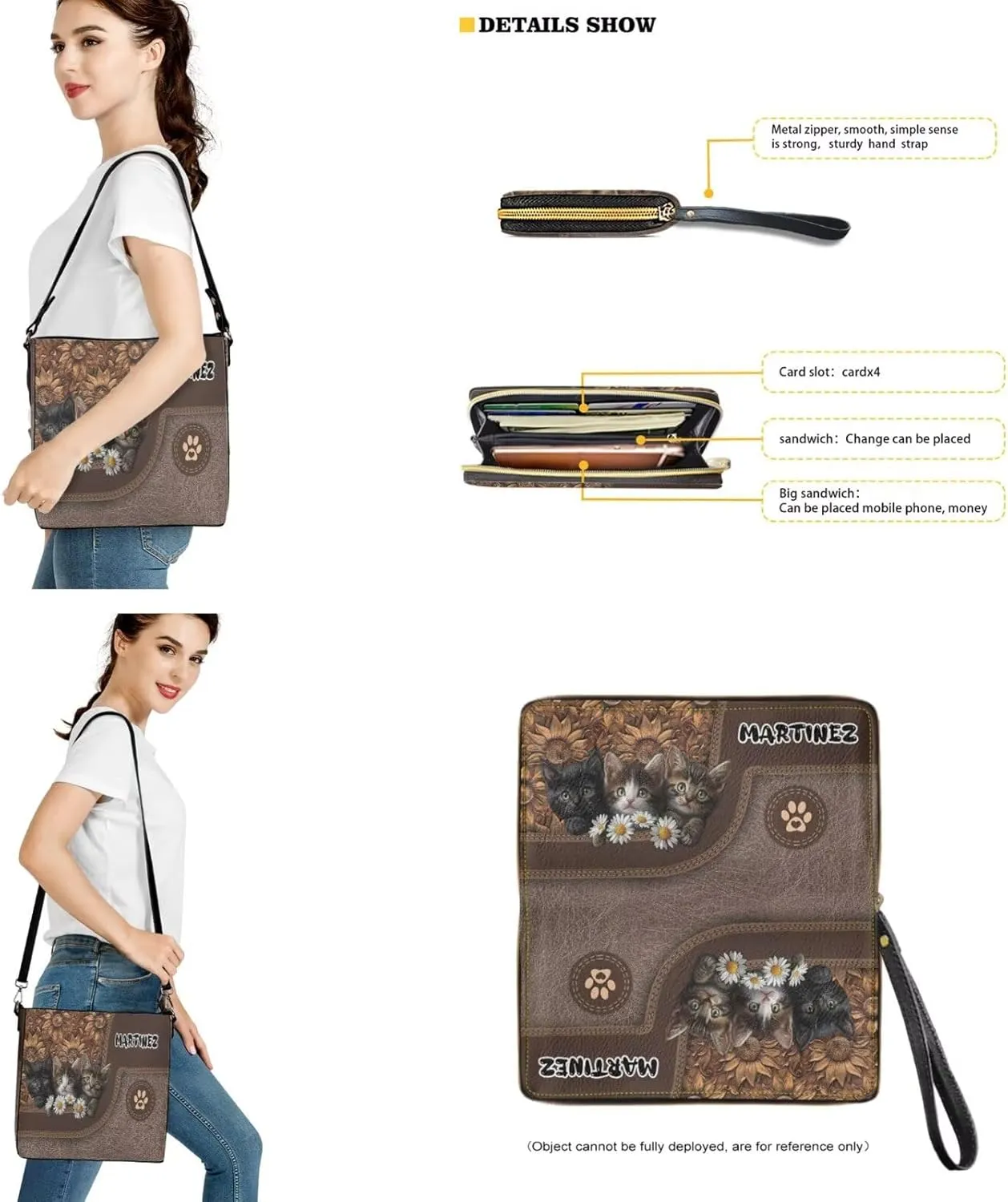 Lotusorchid Customized Bucket Purse and Wallet Set Crossbody Handbag Satchel Bag with Leather Wallet for Women Lady