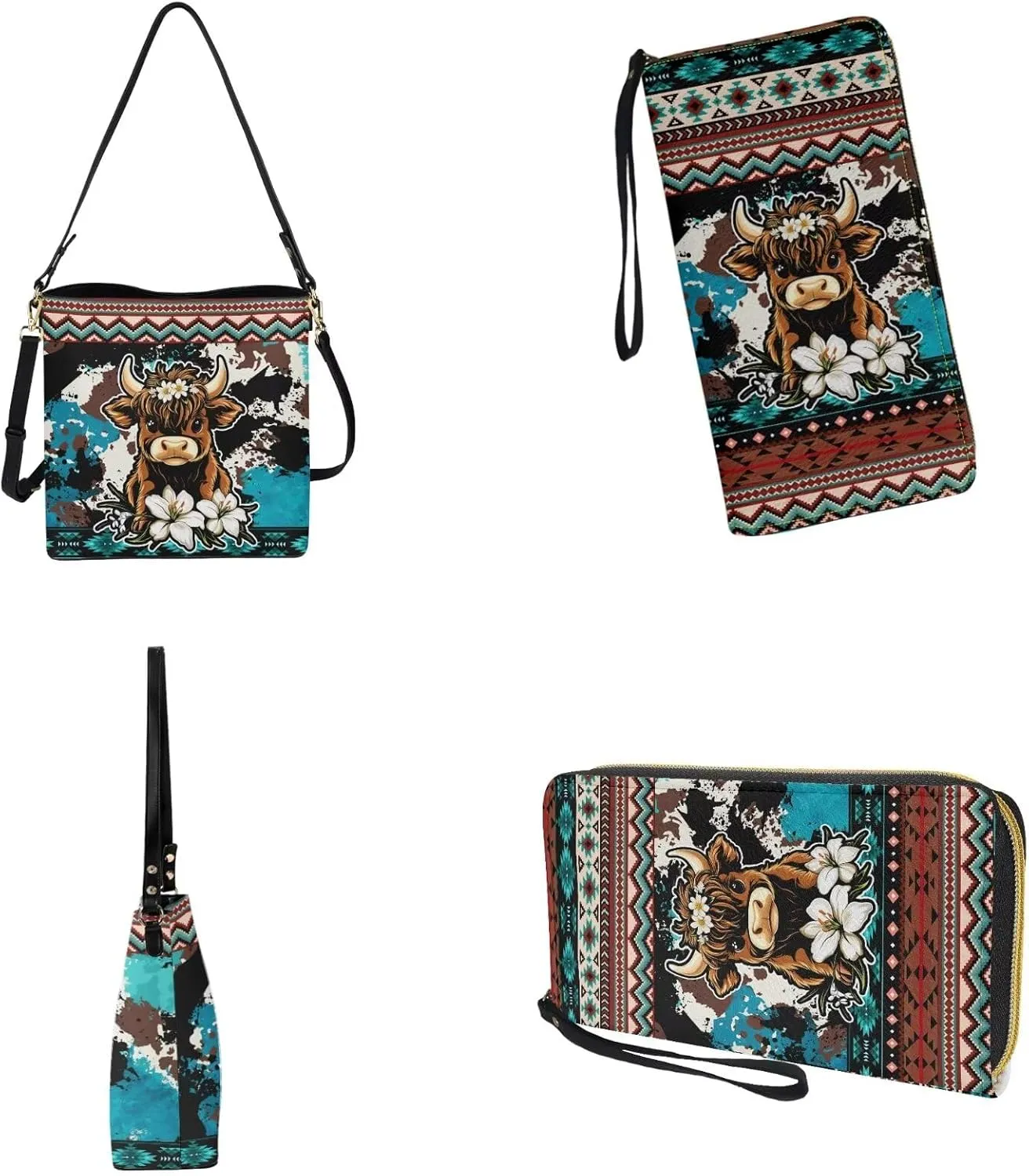 Lotusorchid Leather Bucket Handbags for Women, Crossbody Hobo Handbags Satchel Bag with Matching Wallet Detachable Strap