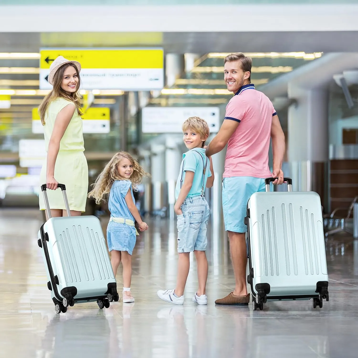 Luggage Sets of 3, Lightweight ABS PC Hardside Suitcases with Wheels, TSA Lock & 4 Spinner Wheels, Carry-On & Check-In Travel Trolley for Business Trips, 20" 24" 28" (Mint Green)