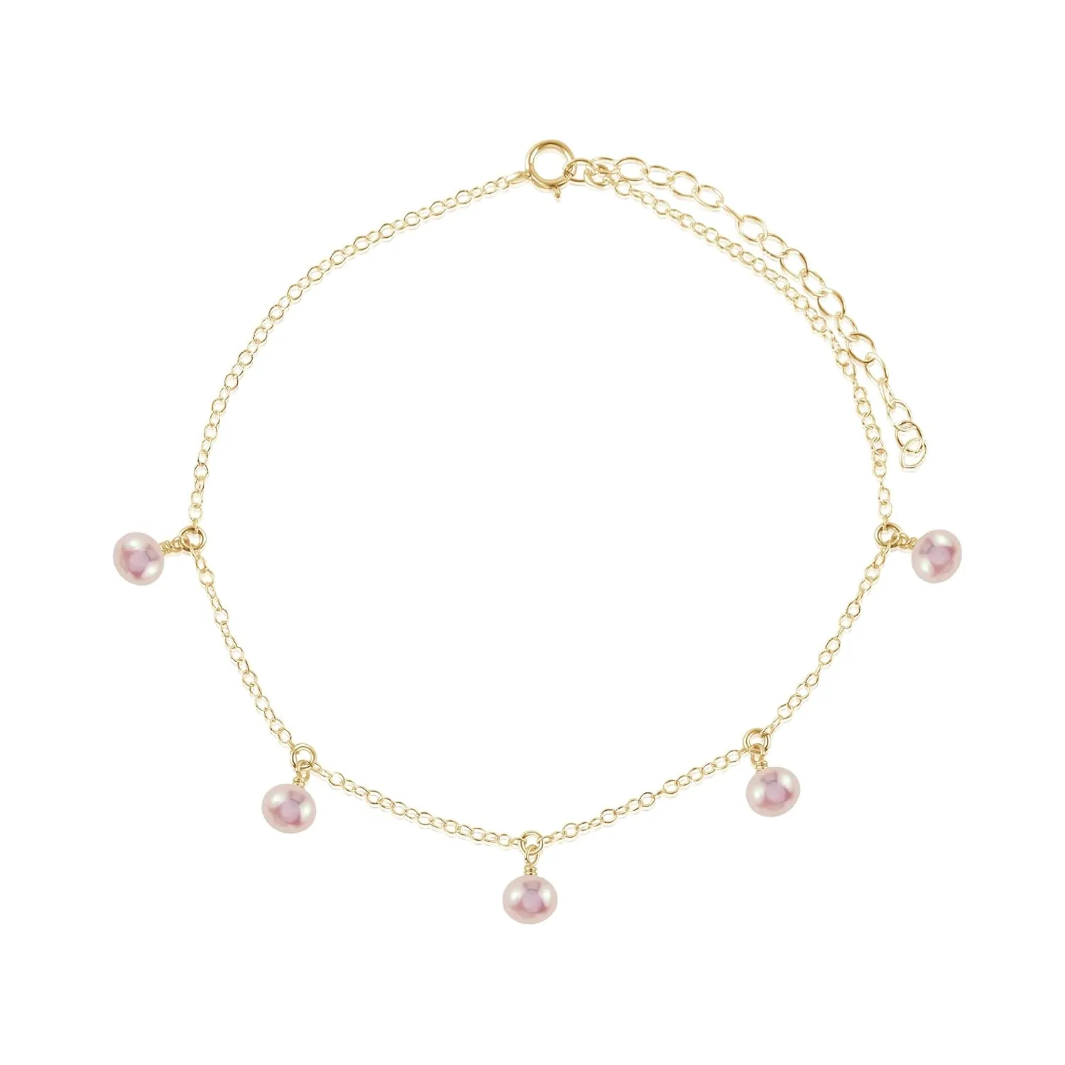 Luna Tide Freshwater Pearl Bead Drop Anklet in 14k Gold Fill