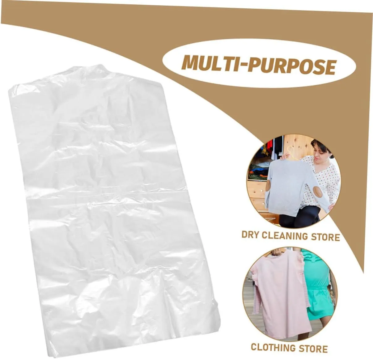 Luxshiny 40-pack Garment Bags Clothing Storage Hanging Suit Bags Plastic Covers Dry Cleaning Protective Wardrobe Coating