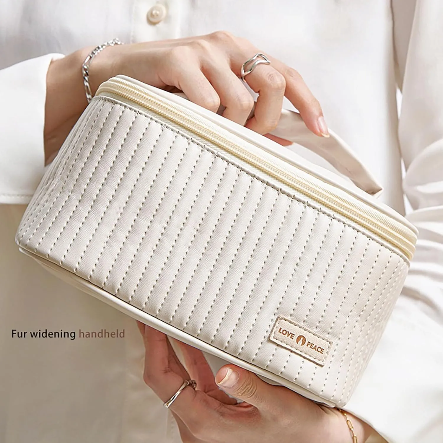 Makeup Bag 2025 New Upgrade Portable PU Leather Large Capacity Waterproof Makeup Bag Organizer,Travel Toiletry Bag,Cosmetic Bags,Small Makeup Bag for Women Daughter Girls Gifts