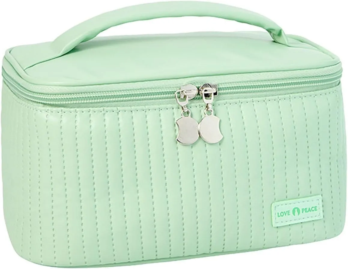 Makeup Bag 2025 New Upgrade Portable PU Leather Large Capacity Waterproof Makeup Bag Organizer,Travel Toiletry Bag,Cosmetic Bags,Small Makeup Bag for Women Daughter Girls Gifts