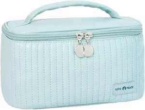 Makeup Bag,PU Leather Portable Large Capacity Waterproof Makeup Organizer Bag,Travel Toiletry Bag,Cosmetic Bag,Pink Makeup Bag for Daughter Girls Gifts Women