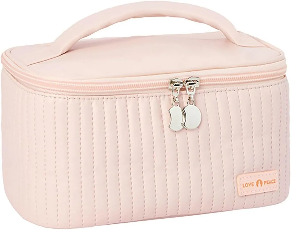 Makeup Bag,PU Leather Waterproof Portable Large Capacity Makeup Organizer Bag,Toiletry Bag,Small Cosmetic Bag,Makeup Bag Organizer for Daughter Girls Gifts Women