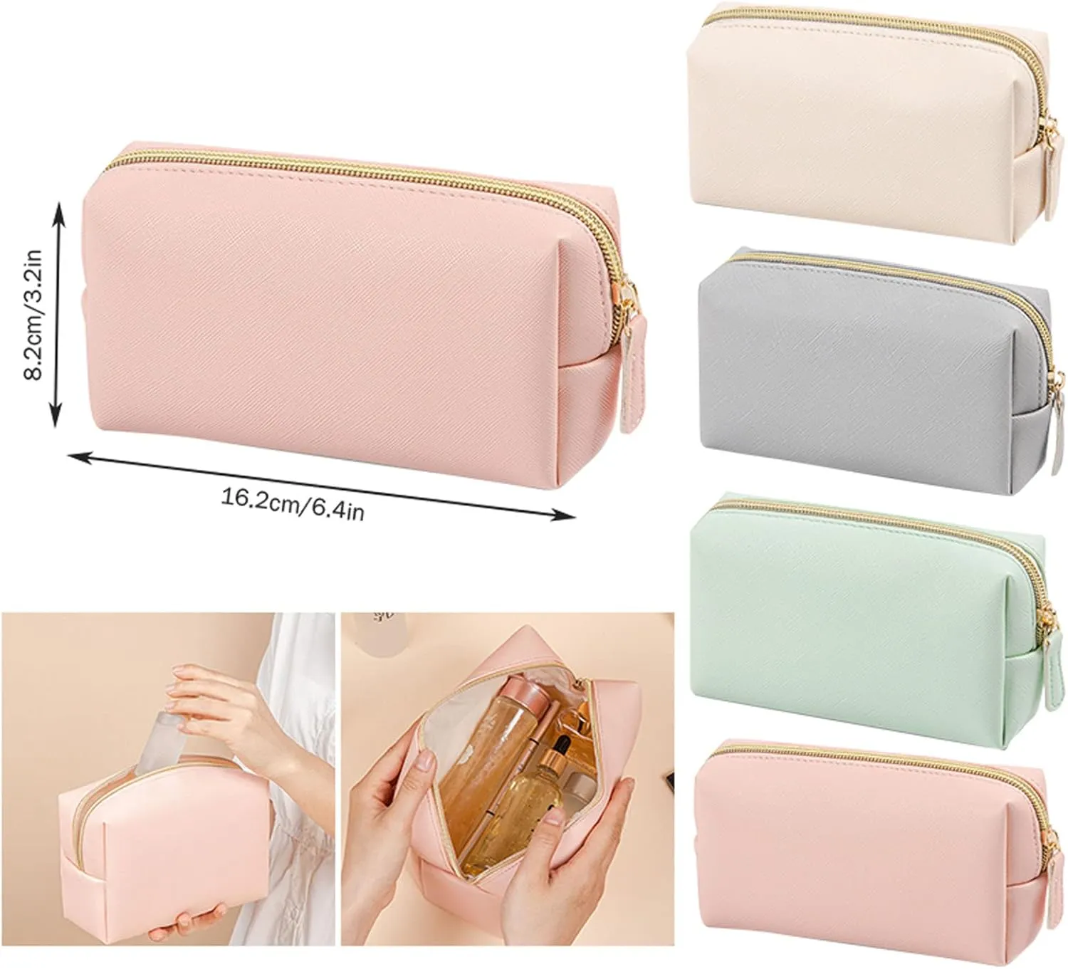 Makeup Bags for Women,Waterproof Large Capacity Portable PU Leather Small Makeup Pouch,Toiletry Bag,Travel Cosmetic Bag,Small Makeup Bag for Daughter Girls Gifts Women