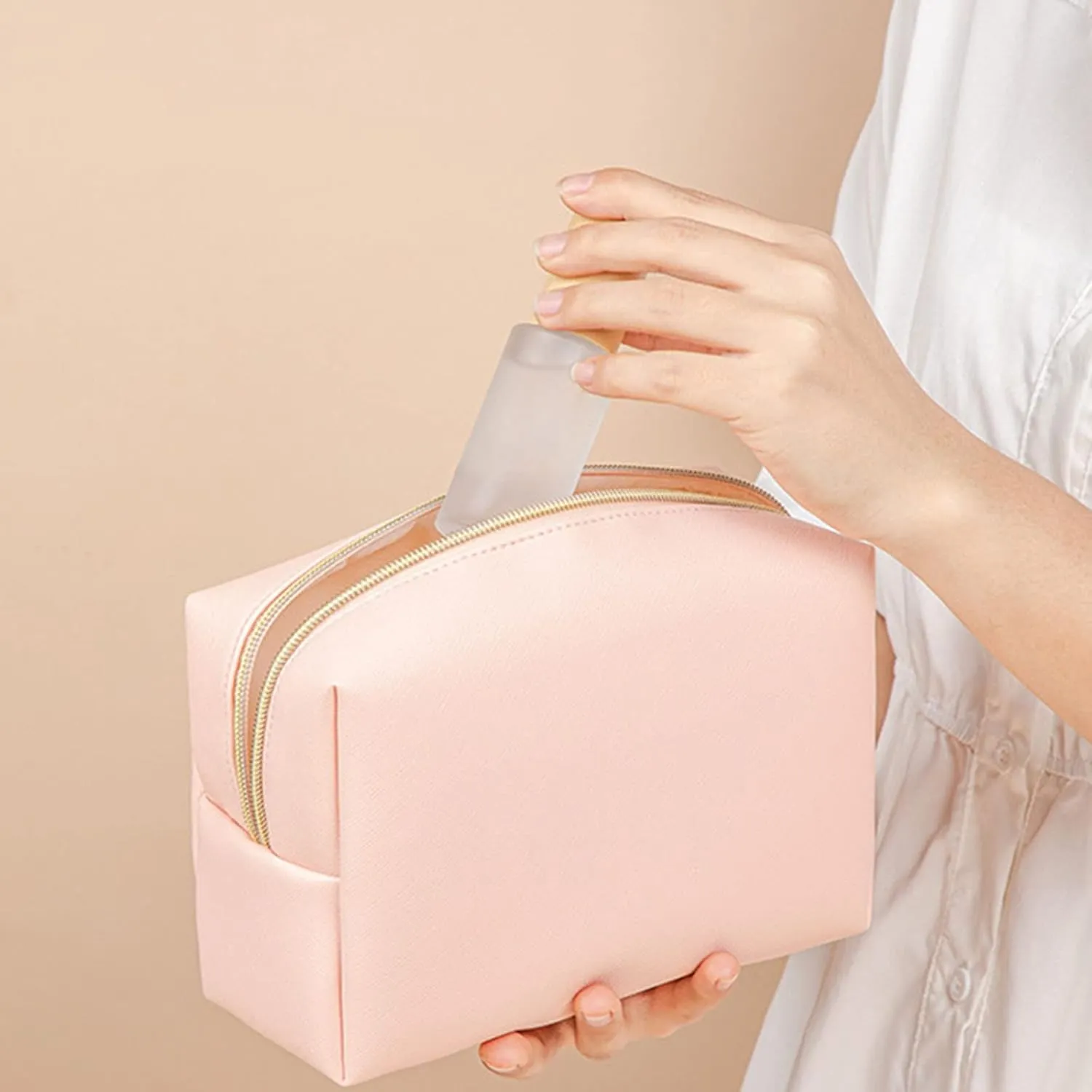 Makeup Bags for Women,Waterproof Large Capacity Portable PU Leather Small Makeup Pouch,Toiletry Bag,Travel Cosmetic Bag,Small Makeup Bag for Daughter Girls Gifts Women
