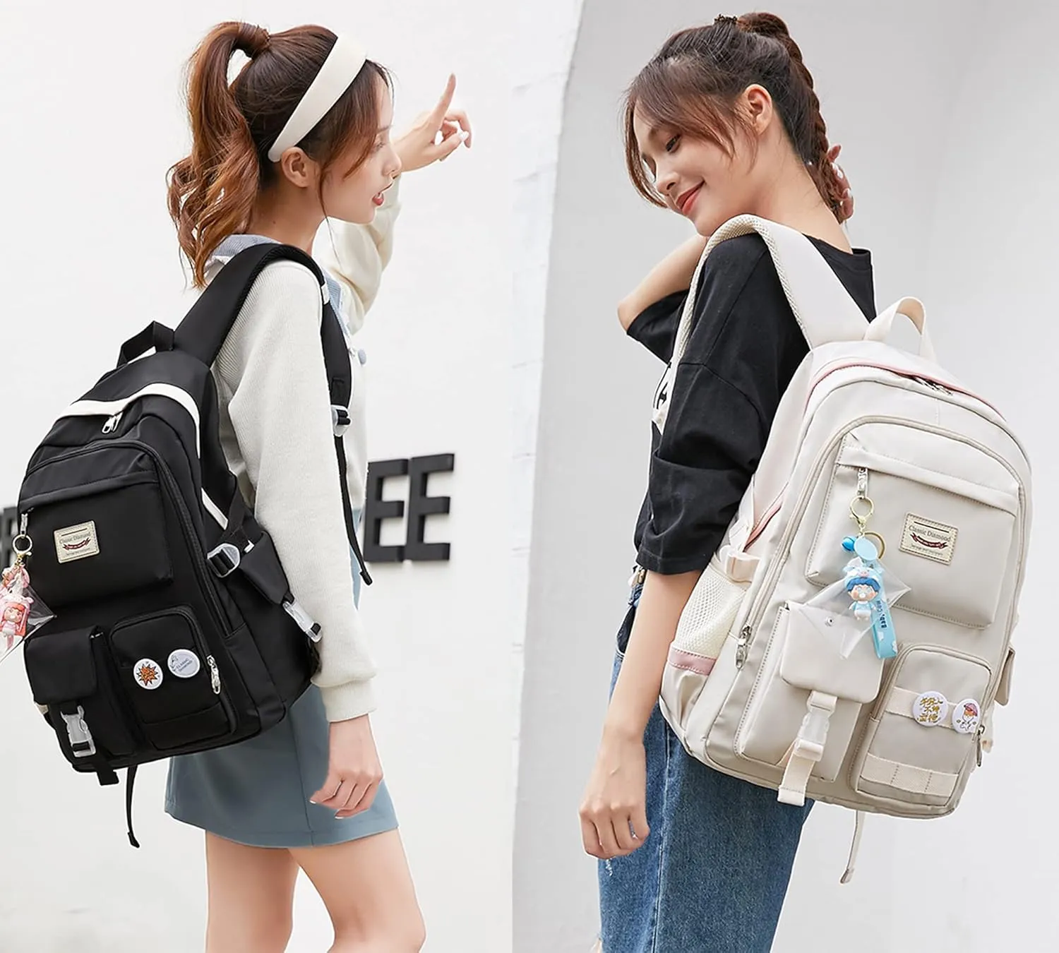 Makukke School Backpacks for Teen Girls - Laptop Backpacks 15.6 Inch College Cute Bookbag Anti Theft Women Casual Daypack,Black