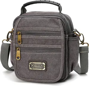 Man Small Canvas Crossbody Phone Purse Bag Mini Messenger Bag Waist Belt Side Bag