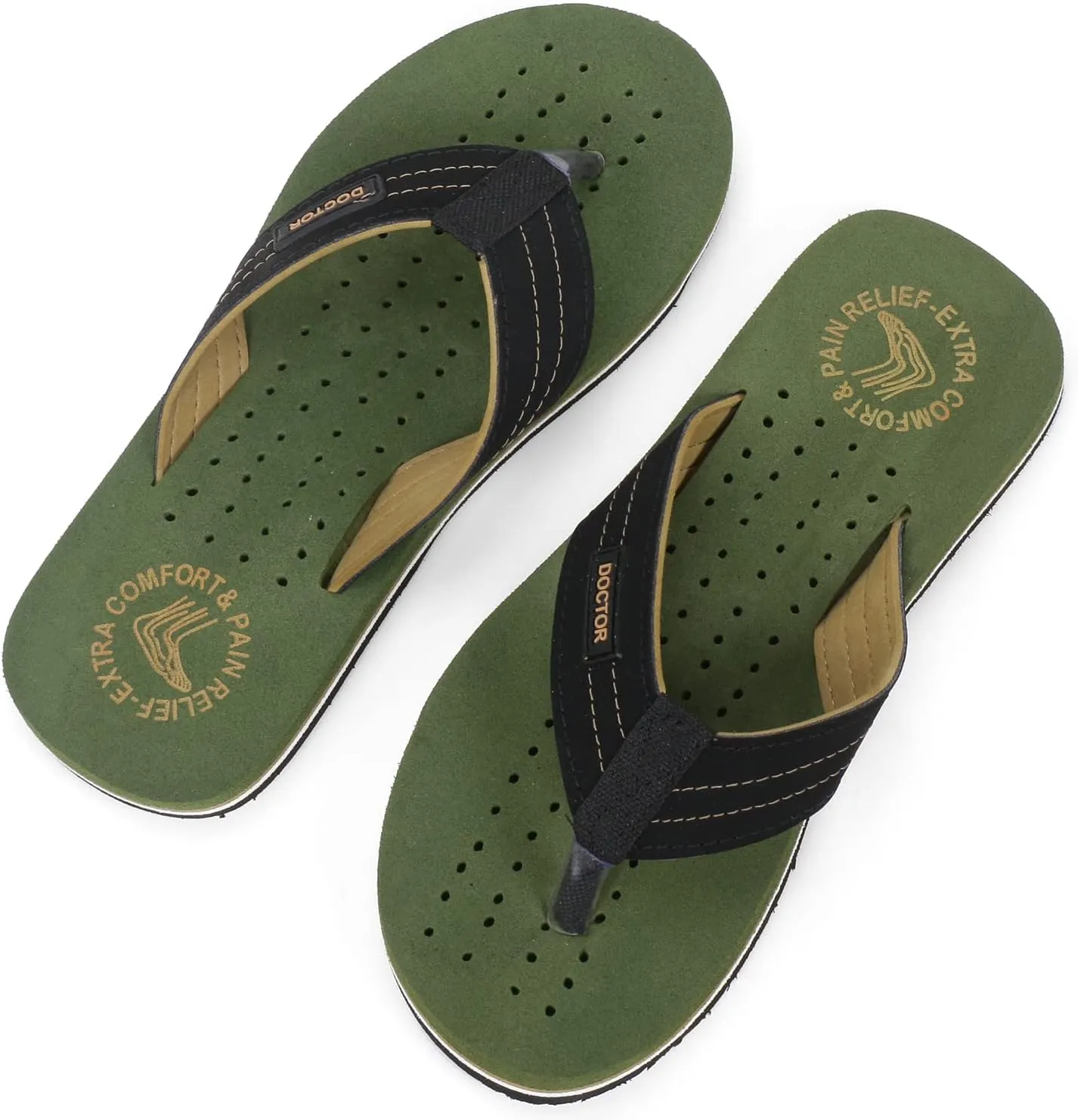 Men's Diabetic & Orthopedic Comfort Slipper, Flip-Flop, Black, Flat, Slip On, Rubber Sole, Open Toe, Strapless, EVA, Adults, Male