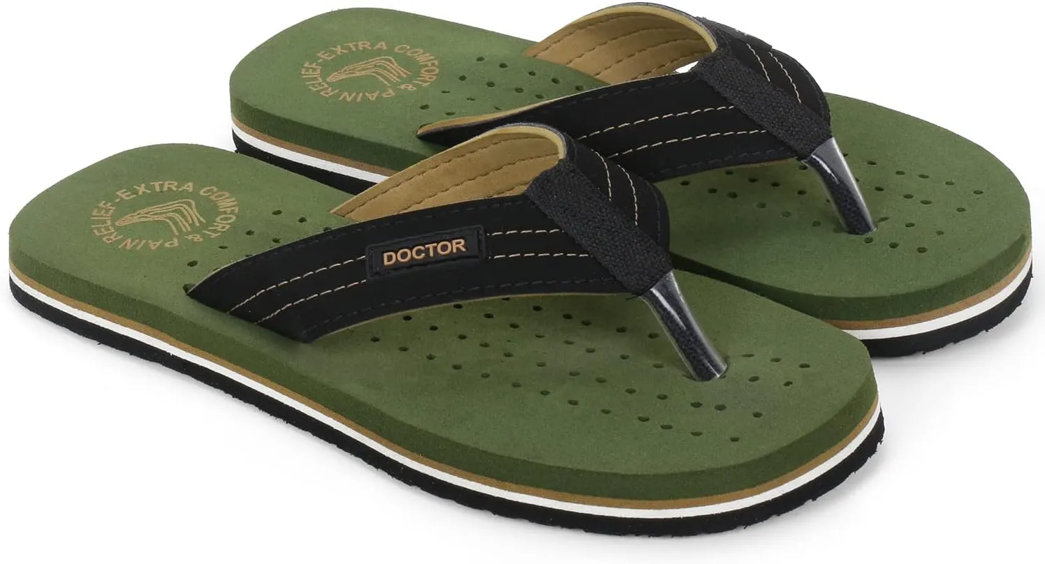 Men's Diabetic & Orthopedic Comfort Slipper, Flip-Flop, Black, Flat, Slip On, Rubber Sole, Open Toe, Strapless, EVA, Adults, Male