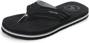 Men's Diabetic & Orthopedic Comfort Slipper, Flip-Flop, Black, Flat, Slip On, Rubber Sole, Open Toe, Strapless, EVA, Adults, Male