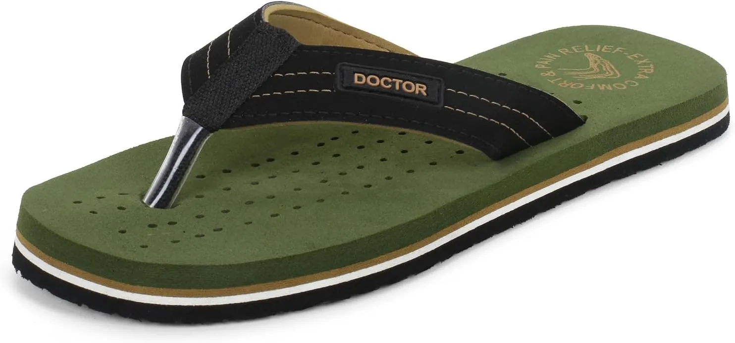 Men's Diabetic & Orthopedic Comfort Slipper, Flip-Flop, Black, Flat, Slip On, Rubber Sole, Open Toe, Strapless, EVA, Adults, Male