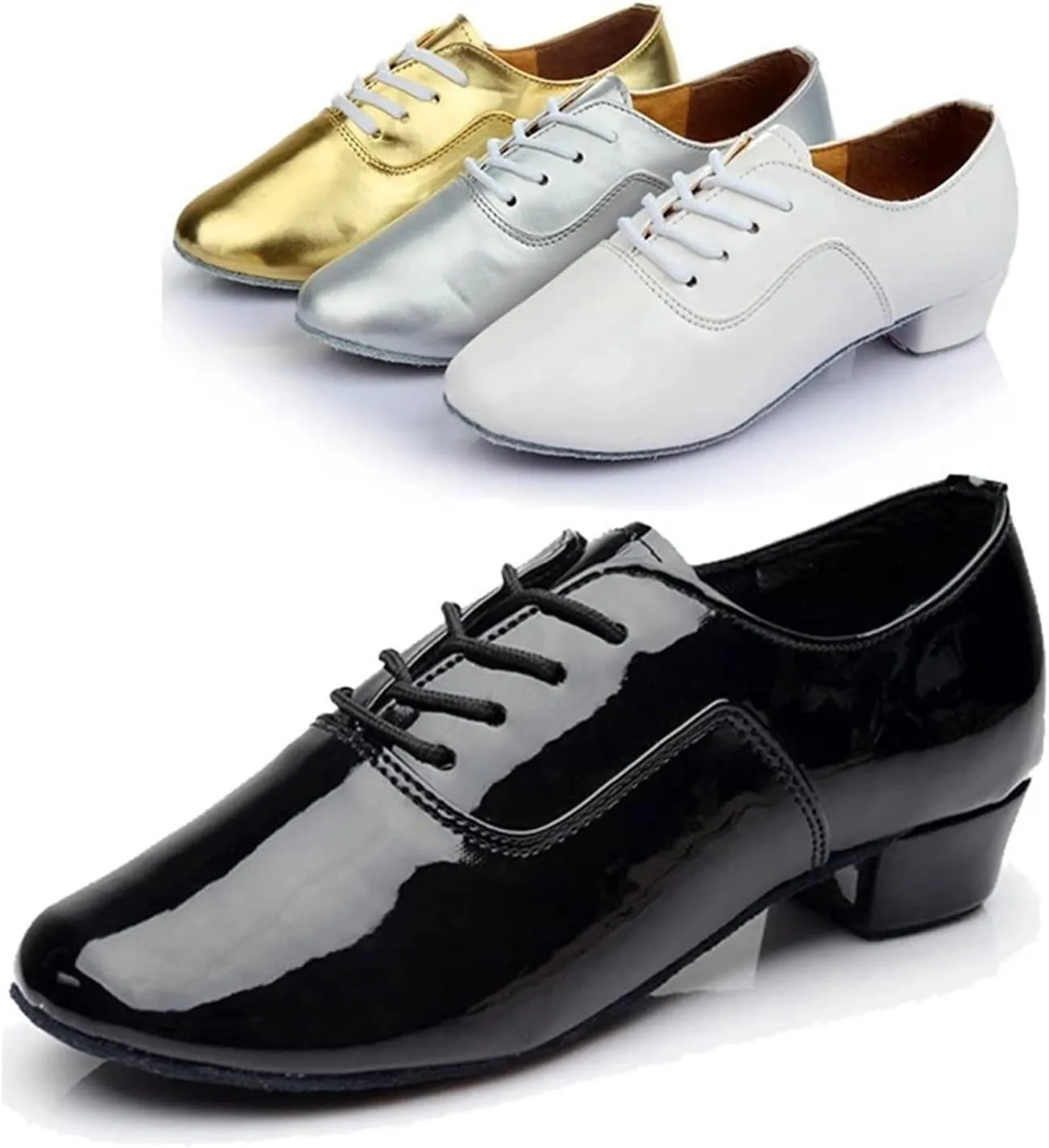 Men's Latin Dance Shoes Men's Latin Shoes Ballroom Tango Jazz Dance Shoes Performance Show Soft Leather Sole Modern Square Shoes