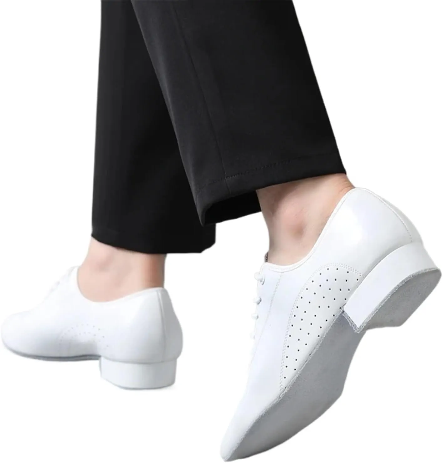 Men's Latin Dance Shoes White Black PU Leather Men's Ballroom Dance Shoes Salsa Tango Dance Shoes Latin Dance Shoes Men