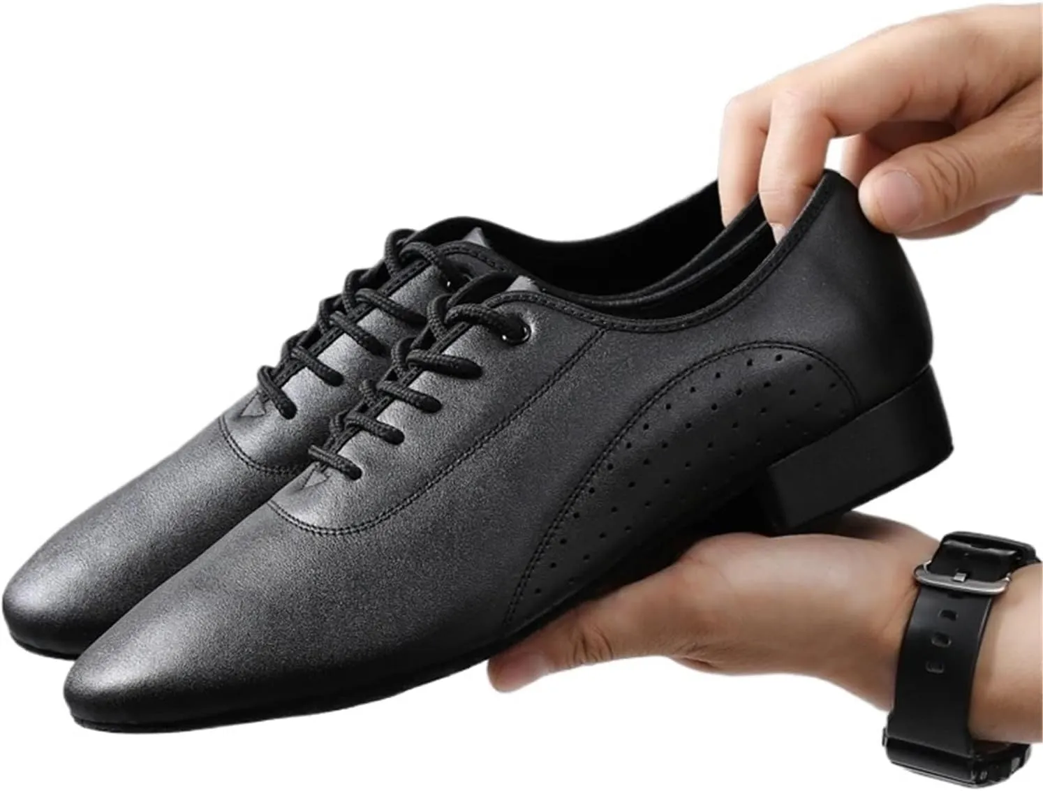Men's Latin Dance Shoes White Black PU Leather Men's Ballroom Dance Shoes Salsa Tango Dance Shoes Latin Dance Shoes Men