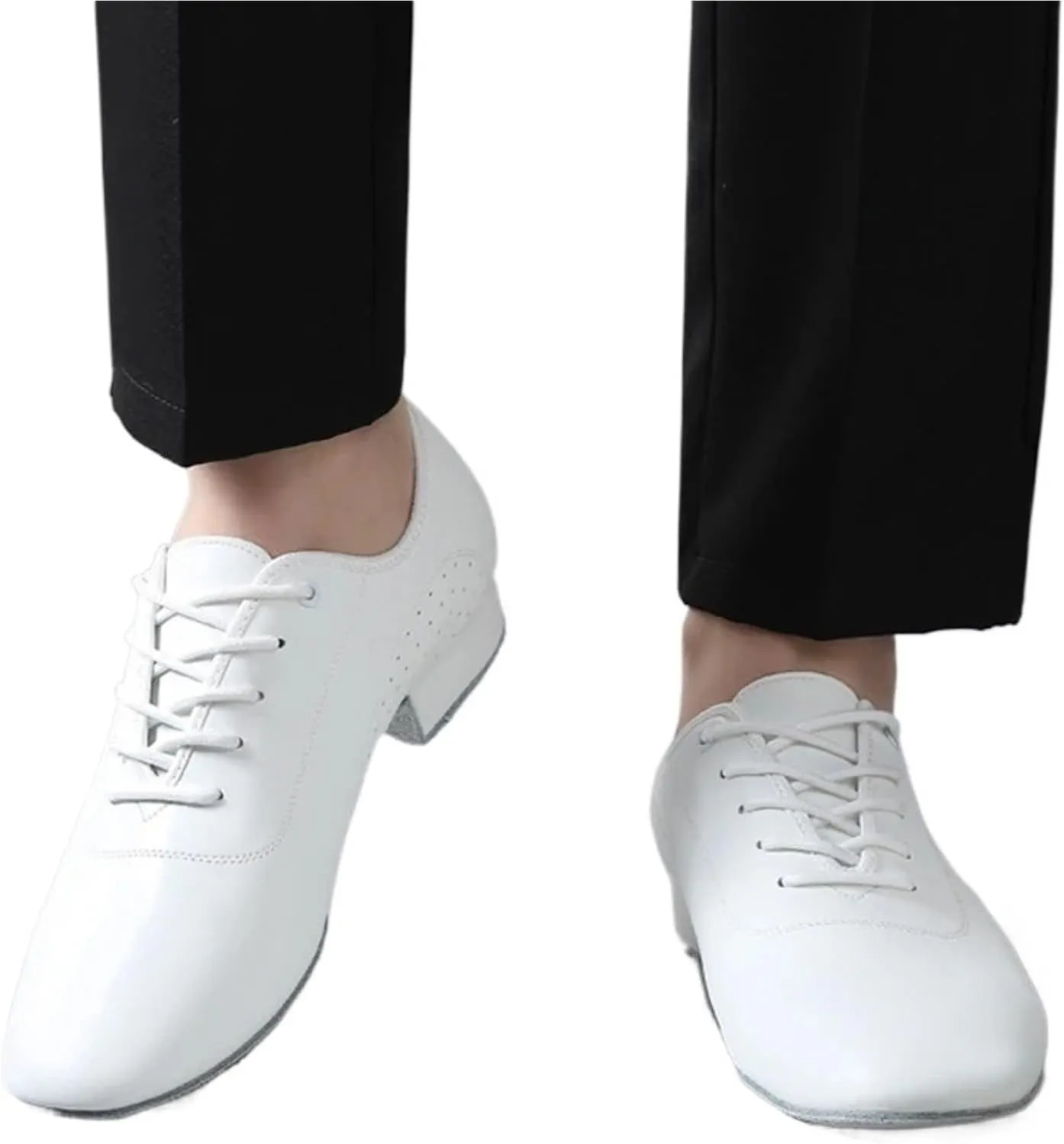 Men's Latin Dance Shoes White Black PU Leather Men's Ballroom Dance Shoes Salsa Tango Dance Shoes Latin Dance Shoes Men