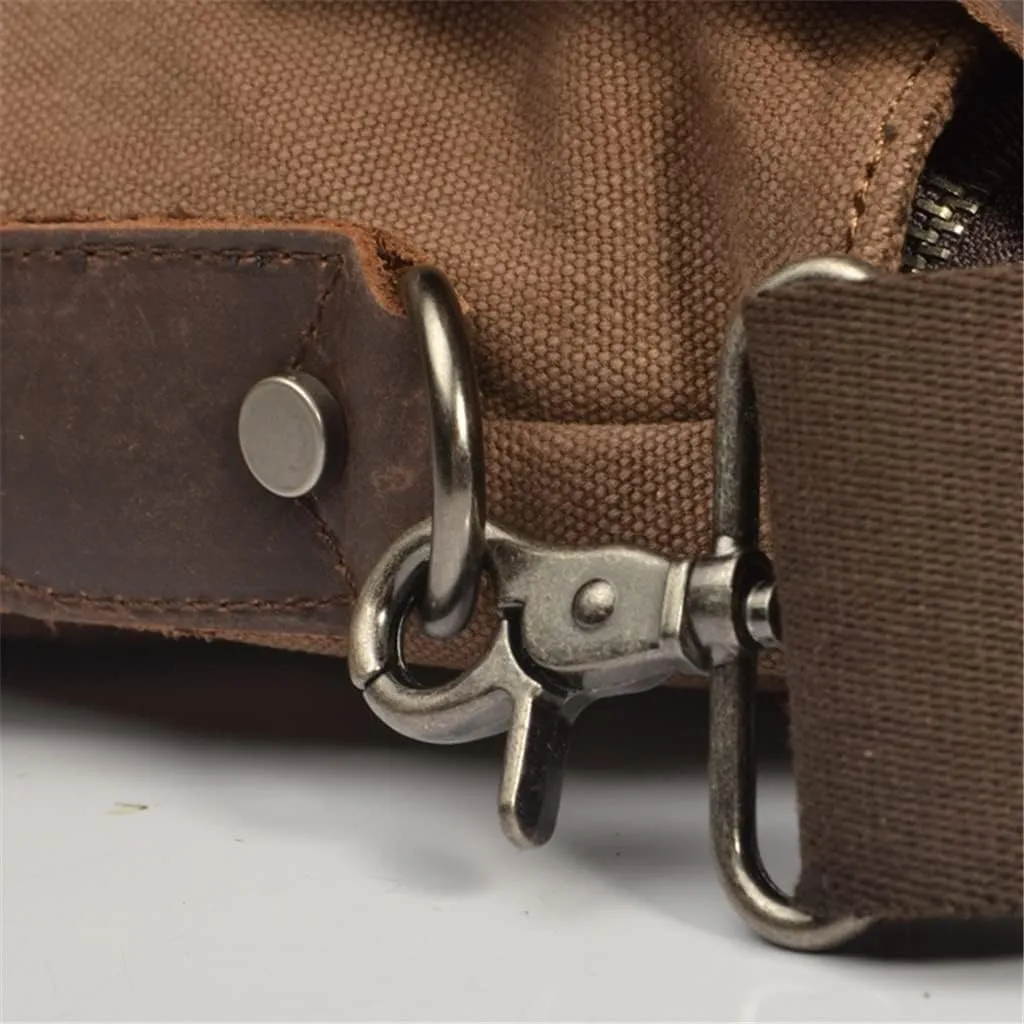 Men's Leather and Canvas Shoulder Bags Men's Bags Business Casual Portable Crossbody Bags Briefcases